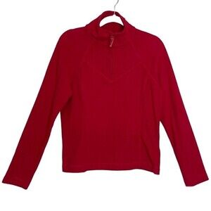 Old Navy Quarter Zip Fleece Pullover Lightweight Red Mock Neck Comfy Cozy Size M